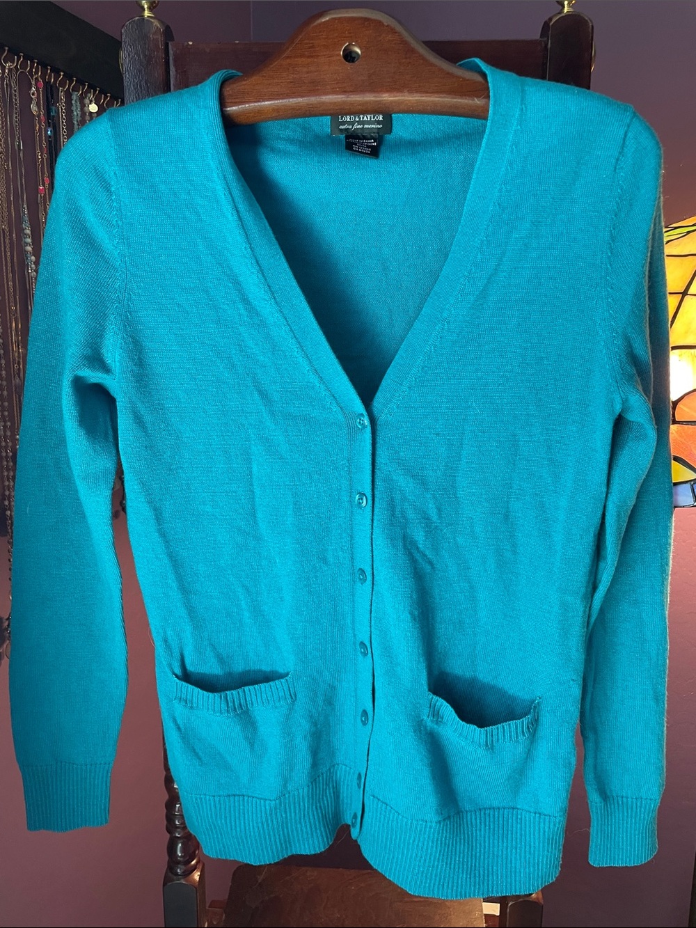 LORD & TAYLOR EXTRA FINE MERINO CARDIGAN